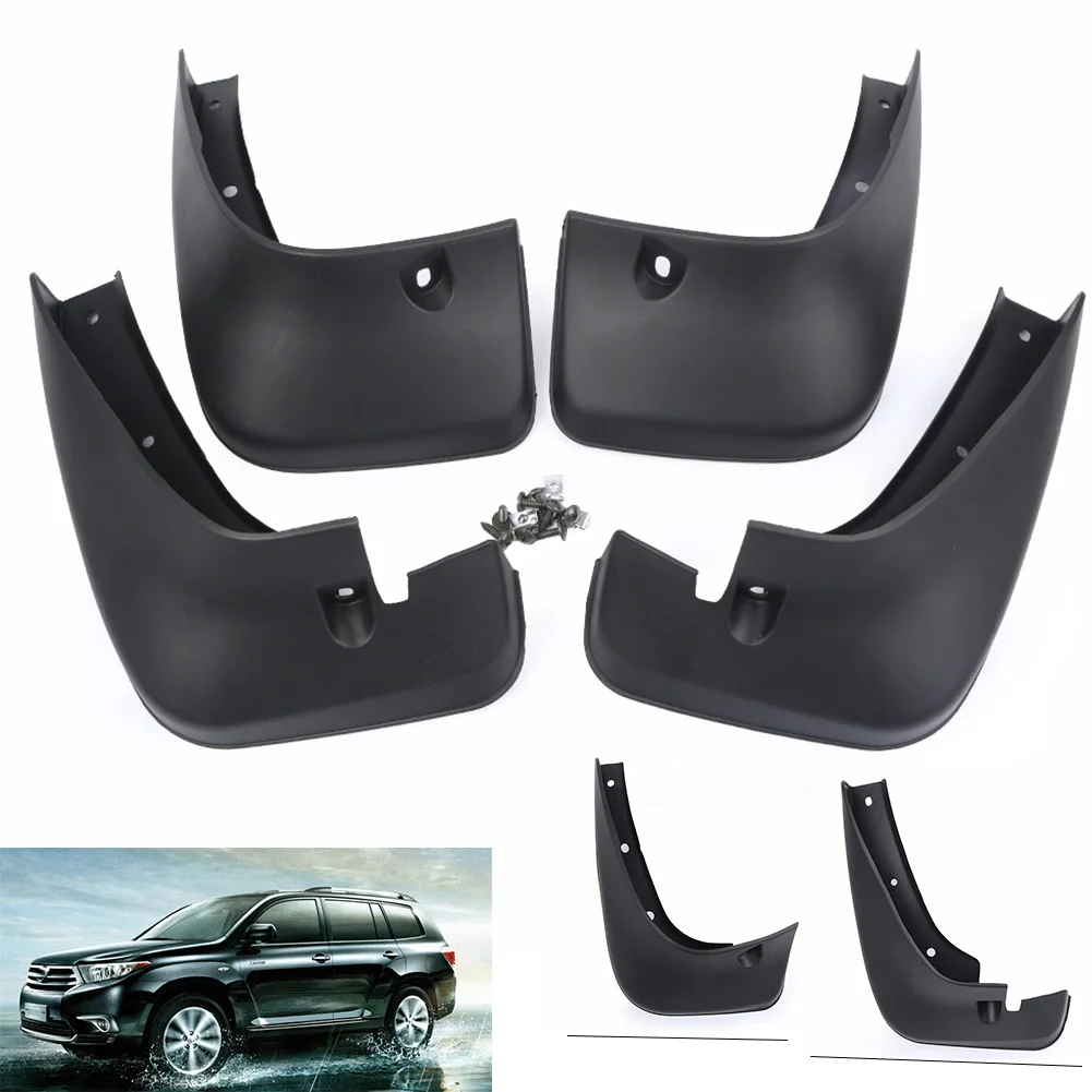 Авто Брызговики для TOYOTA Highlander 2001 2002 2003 2004 2005 2006 2007 черный пластик 4