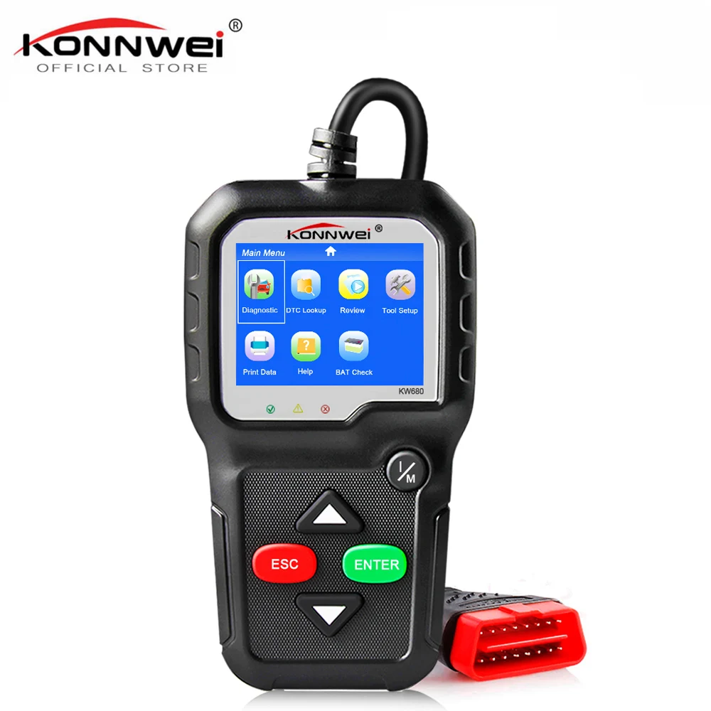 KONNWEI KW680 OBD2 Diagnostic Scanner Auto Diagnostic Tool Colorful Screen Full OBD2 ODB2 Function Diagnostic Scanner for Car tech2 obd2 usb tech diagnostic scanner for opel
