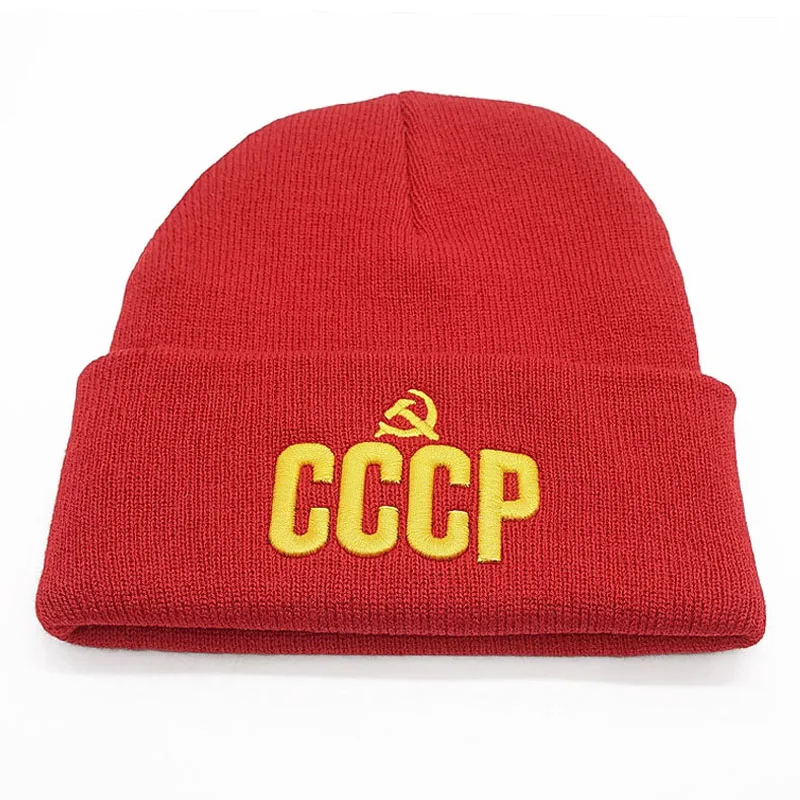 Новинка, CCCP, СССР, русские шапочки без полей, зимняя теплая вязаная шапка для мужчин и женщин, Осенняя шерстяная Повседневная Русская Шапка Skullies, вязаная шапка