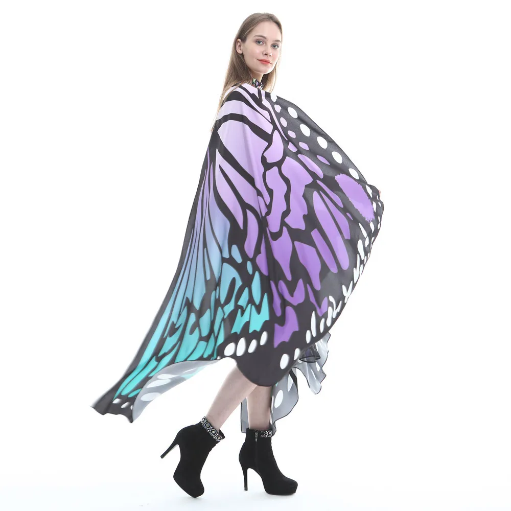 Дизайн, 14 цветов на выбор, цветная шаль из пашмины с большими крыльями бабочки, пончо для женщин и девочек, аксессуар для костюма I28T