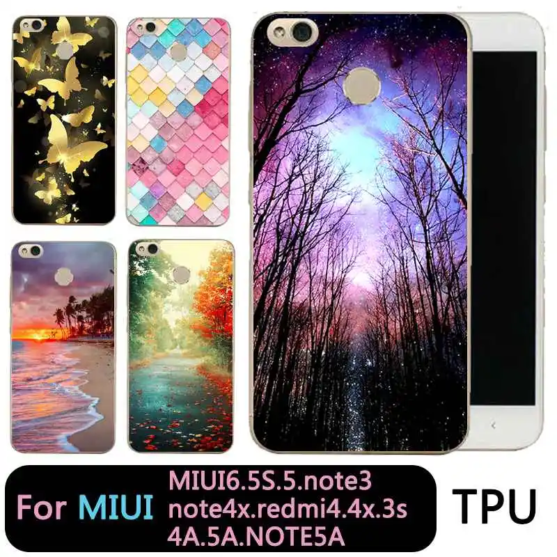 

QMSWEI Clear Phone Case For Mi 6 5 5s note3 Redmi note3 note4x 4x 3s 5a 4a note5a TPU Soft Sunset Beach Butterfly Printed Cover