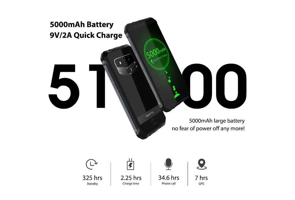 Oukitel Wp1 Ip68 Водонепроницаемый 4 Гб 64 Гб 5000 мАч Mtk6763 Восьмиядерный 5," Hd+ 18:9 дисплей Беспроводная зарядка Трехконтактный смартфон