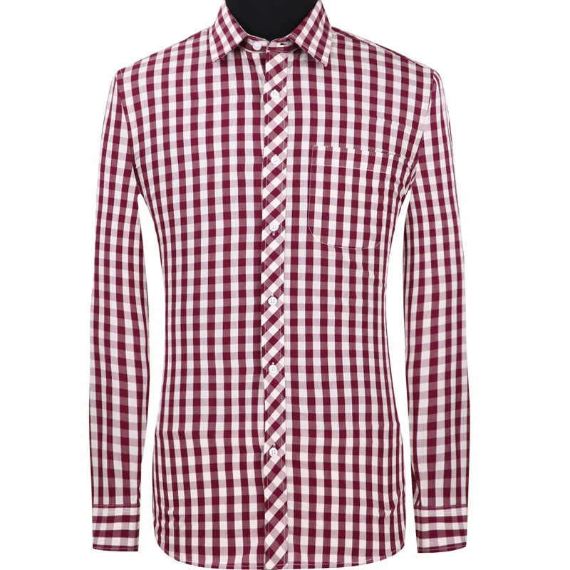 

2019 Casual Men Plaid Shirts Spring Autumn 100% Cotton Long Sleeve Shirt Soft Comfort Slim Fit Styles Brand Man Clothes