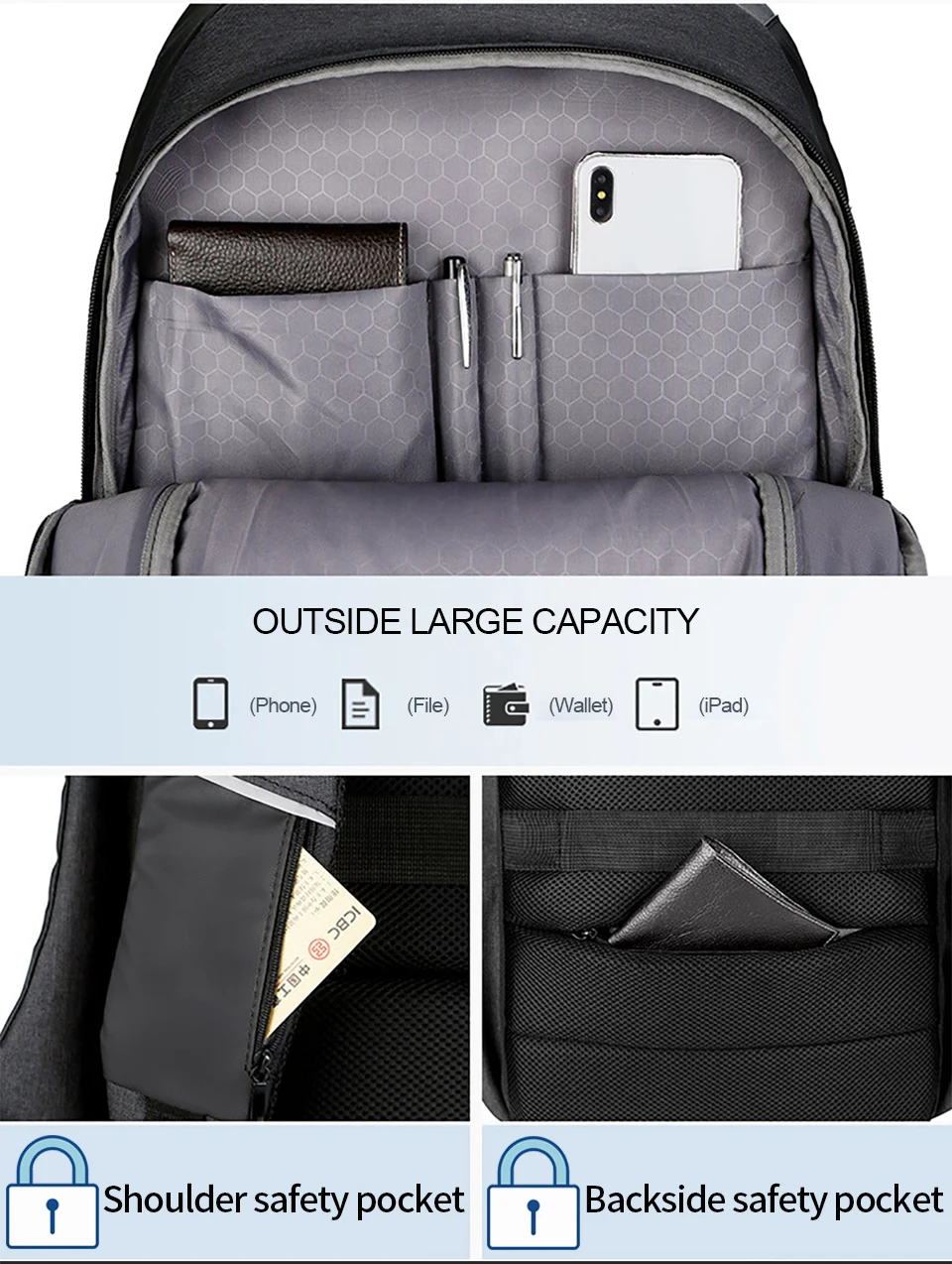 17 inch Laptop 15.6 Men Backpack Male Business Backpacks Anti Theft Student Mochila Bags Waterproof Travel USB Charging Bagpack (4)