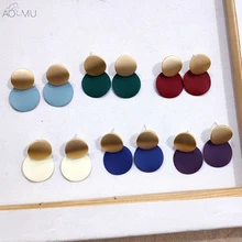 AOMU золотые матовые металлические изогнутые волнистые цветные геометрические нестандартные Круглые двойные круглые маленькие серьги-гвоздики для женщин и девушек