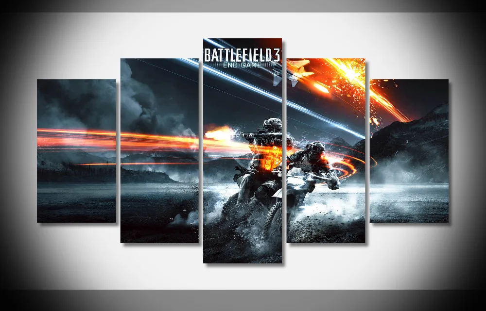 

6679 battlefield 3 end characters gun shoot bright light game Poster framed Deco - gallery wrap art print home canvas decor