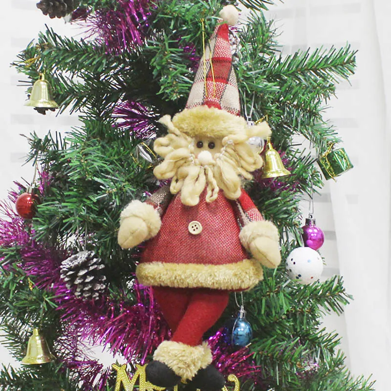 Рождественские вечерние подвесные украшения для дерева, рождественские украшения для дома, длина 26 см, плюшевая сетка, Санта Снеговик олень, кукольная подвеска AM01 - Цвет: Santa Claus