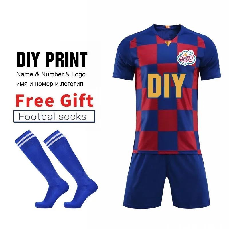 MESSIII DIY قمصان كرة قدم تخصيص الرجال زي موحد لكرة القدم أطقم الفتيان فتاة قصيرة الأكمام الاطفال الأطفال كرة القدم فريق التدريب مجموعة
