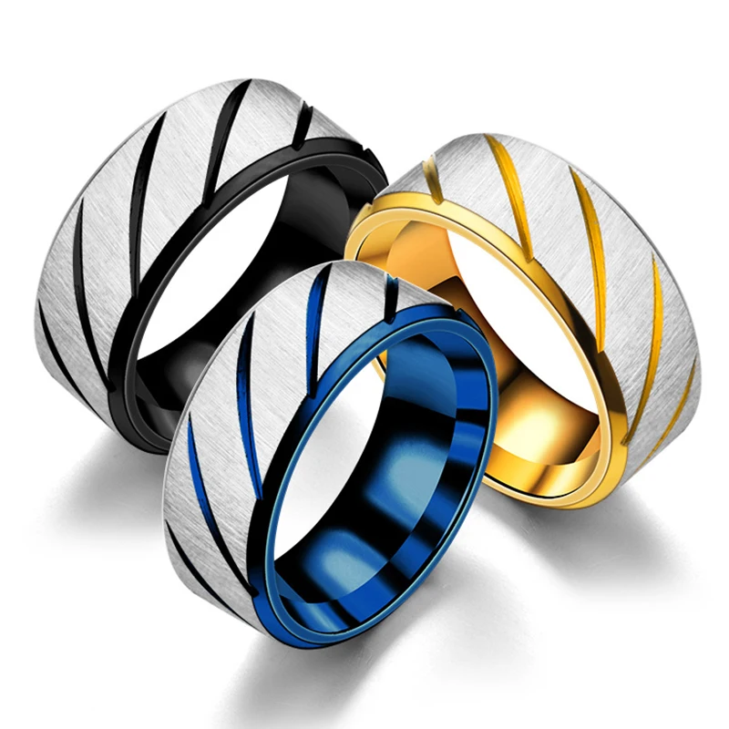 

OLOEY Simple Fashionable Stainless Steel Rings 8mm Women Men Casual Knuckle Rings Unique Inner Arc Double Bevelled Jewelry Ring