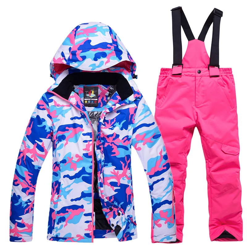 Комплекты для катания на лыжах; лыжные костюмы для мальчиков и девочек; куртка и штаны; детская теплая ветрозащитная Водонепроницаемая зимняя одежда для катания на сноуборде