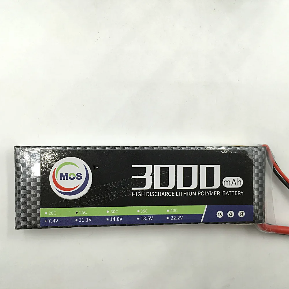 MOS 2S lipo battery 7 4v 3000mAh 25C For font b rc b font helicopter font