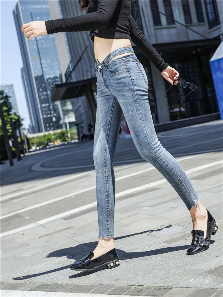 Отверстие Рваные джинсы пикантные Для женщин Boyfriend Denim Винтаж эластичной резинкой на плюс Размеры брюки Повседневное брюки женские, тонкие