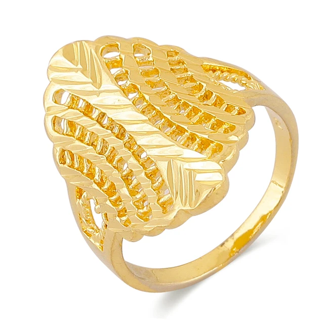 Women Party Hollow Leave Ring Jewelry Big Statement Bohemian Gold Color For Dubai Ring