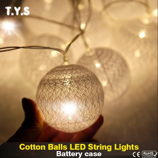 Led Cotton Ball String Lights Battery Christmas Tree Indoor Led Cotton Ball String Lights Battery Christmas Tree Indoor Decoration For Home New Year S Garland Wedding Decor Lighting