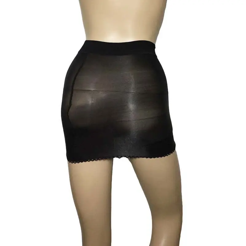 Черный Сексуальная Женская тощая Глянцевая масляная блестящая прозрачная мини-юбка с низкой талией для похудения Одежда для танцев в ночном клубе - Цвет: Черный