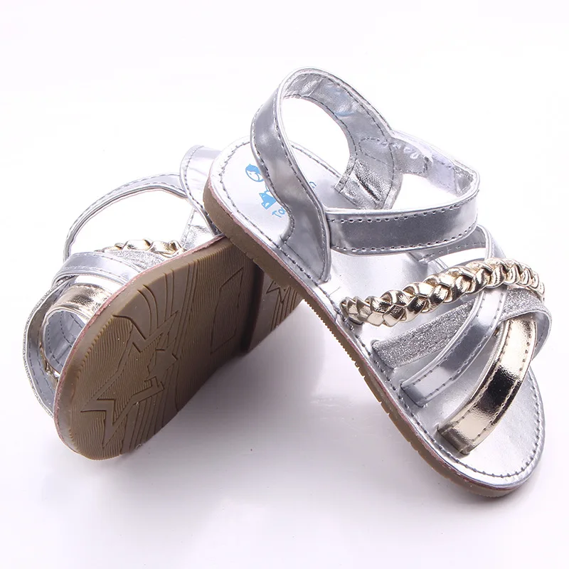 2019 Летний стиль обувь для девочек мода серебро золото кожа принцесса Сабо лето обувь для новорожденных Первые ходунки Мокасины