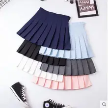 Женская одежда; сезон осень-зима; новые милые однотонные плиссированные юбки по колено с завышенной талией