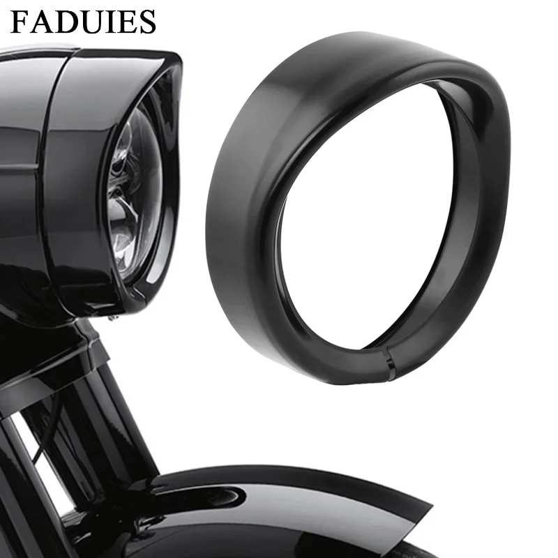 FADUIES 1Pcs 7inch blackChrome LED Headlight Trim Ring For Harley Touring Road King Electra Glide (2)