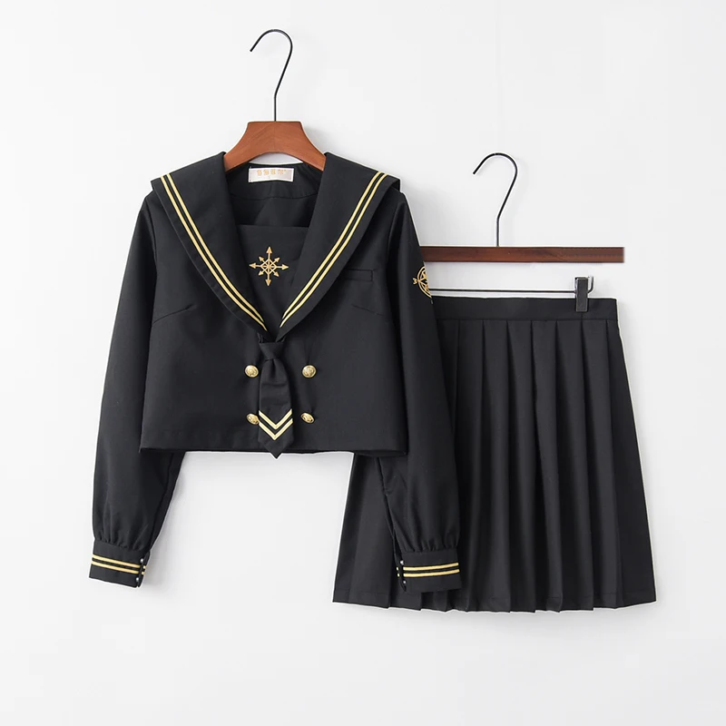 

Autumn New Sailor Uniform Long Sleeve Sailor Shirt Pleated Skirt Sailor Suits Student Uniforms Novelty School Outfits
