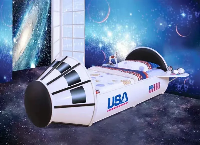 Креативная мультяшная автомобильная кровать железная белая космическая для