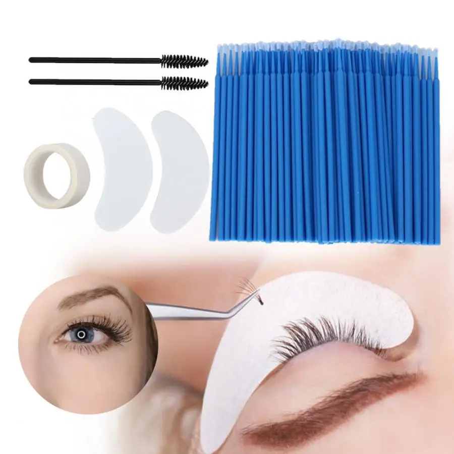 

6Pcs Eyelash Extension Kits Including Cotton Swabs Eyelash Brush Eye Pad and Roll Tape False Lashes Grafting Practice Tool Set