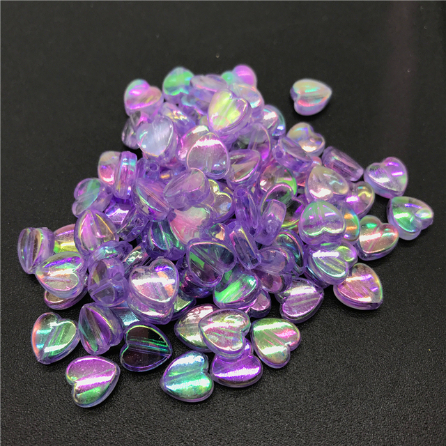 8mm Acrylic Spacer Beads Heart-shaped Charm Transparent Rainbow Color Beads For Jewelry Making DIY Jewelry Accessories