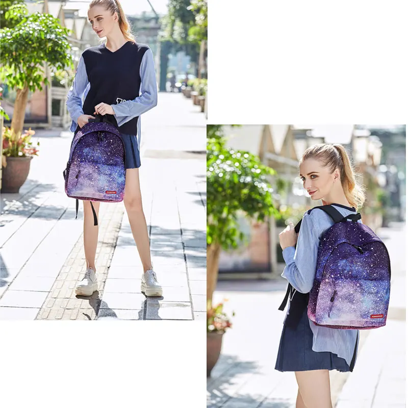  Galaxy Star Space Printing Girl Men Women Mini Canvas Backpack Set Junior High School Drawstring Ba - 33057996801