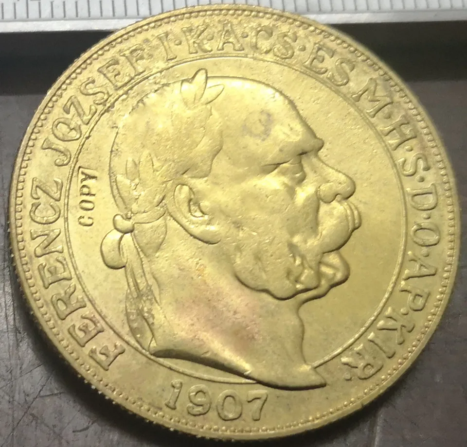 1907 венгерский 100 Korona-I. Ferenc Jozsef Franz Joseph I позолоченная копия монеты