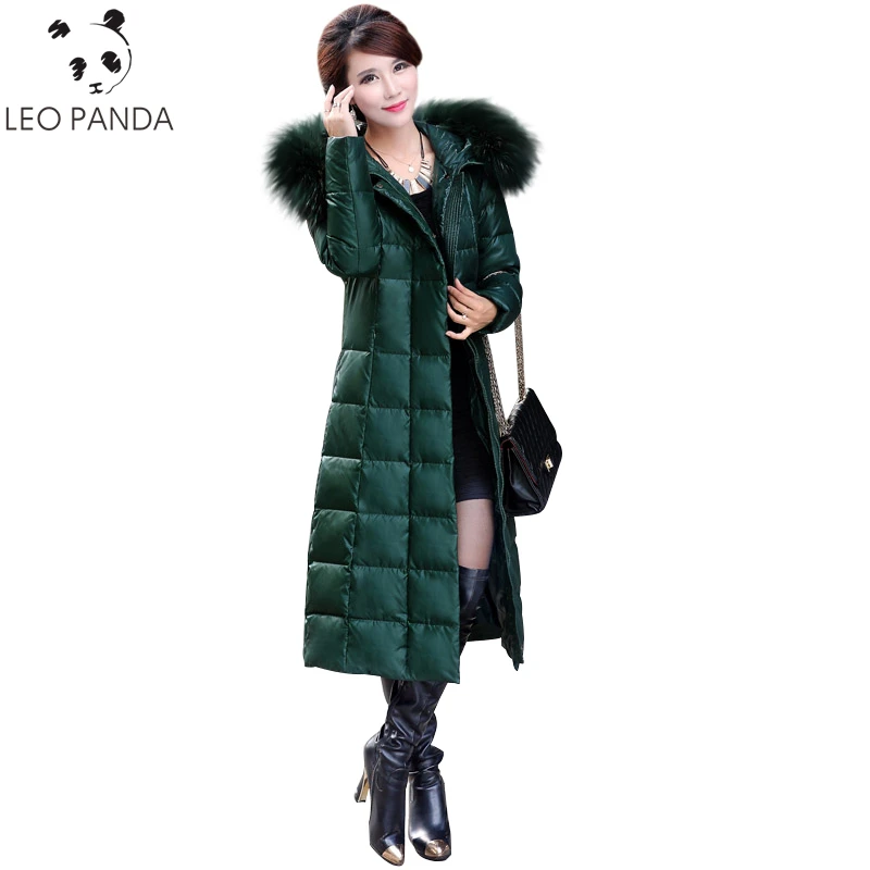 

2018 Winter Duck Down Jacket Women Long Fashion Slim Parka Coat Female Women's Down Jackets With Real Fur Collar Plus Size 5XL