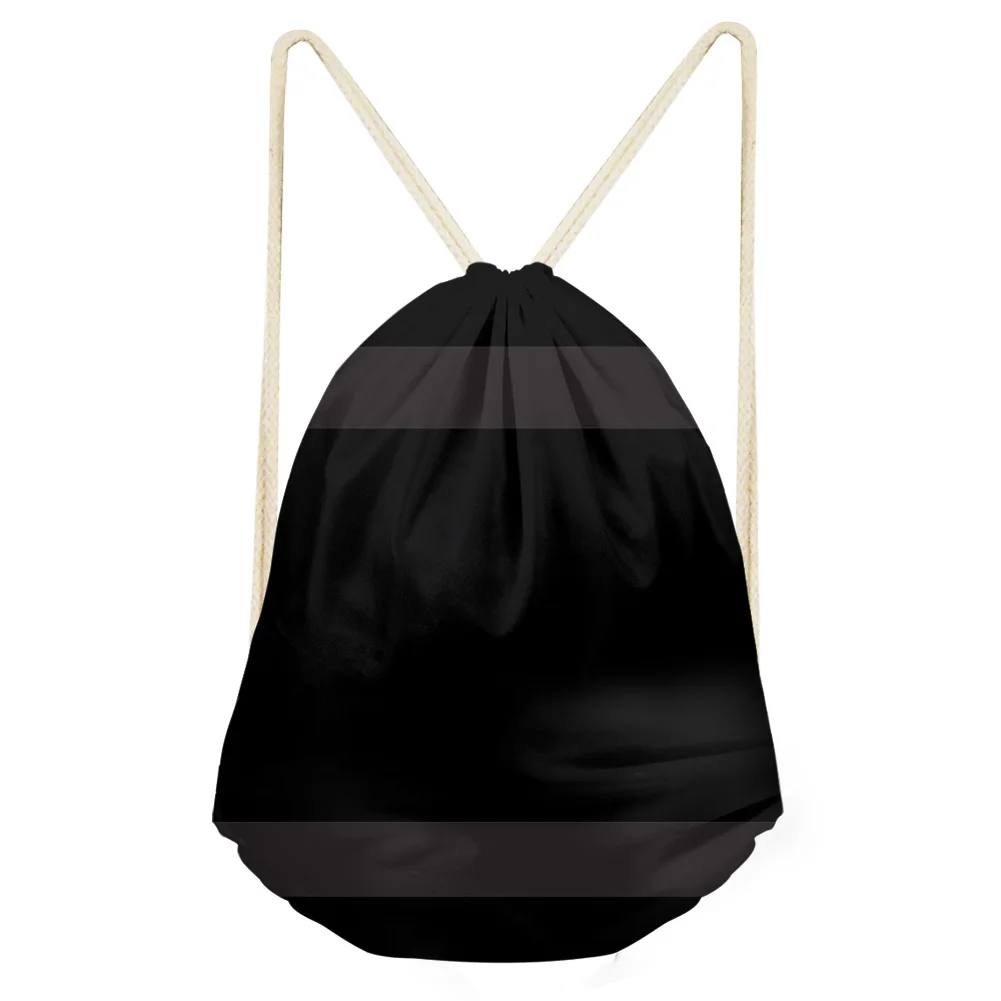 Noisy Designs Simple Black Lattice Dust Bag Men Drawstring Bags Portable Backpacks Casual String Shoes Pocket