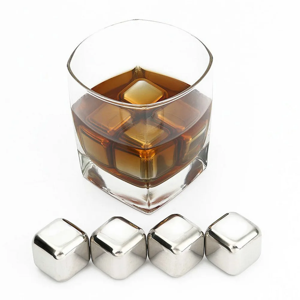 2018 4PCS Whisky Cooler Stone Set Stainless Steel Ice Cube Chilling