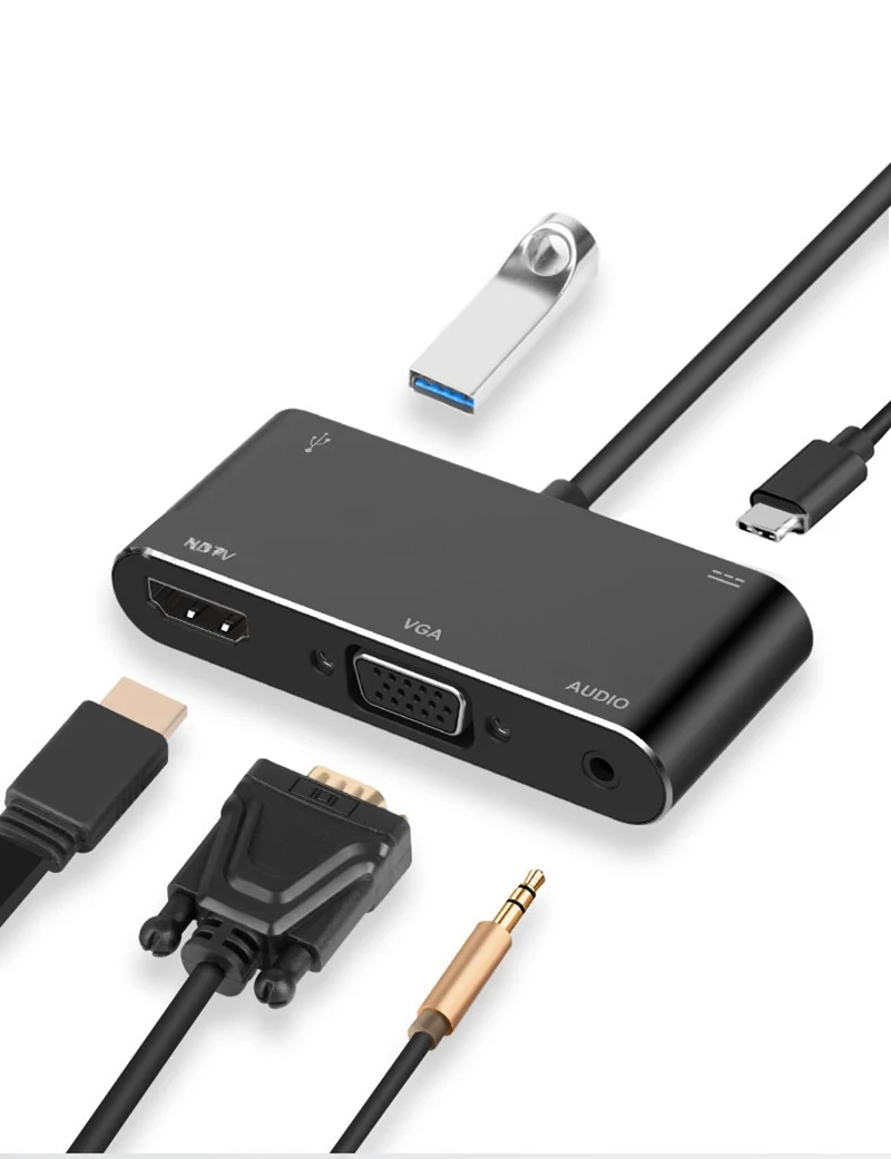 Тип C к HDMI VGA ТВ USB 3,0 аудио адаптер для MacBook samsung Galaxy S10 S9/S8 Note 8 9 huawei Mate10 P30 Pro LG G5 к телевизору HD tv