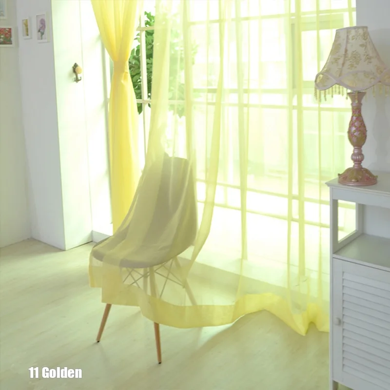 Новая мода, карамельный цвет, занавески для окна, прозрачная вуаль, марля, занавеска для кафе, кухни, гостиной, балкона, Декор#229315 - Цвет: Golden