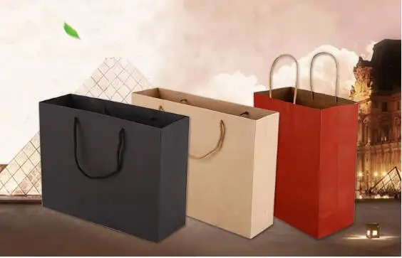 Excellent 500pcs Shopping bags print logo Custom logo kraft paper bags 150g bags make your logo 1