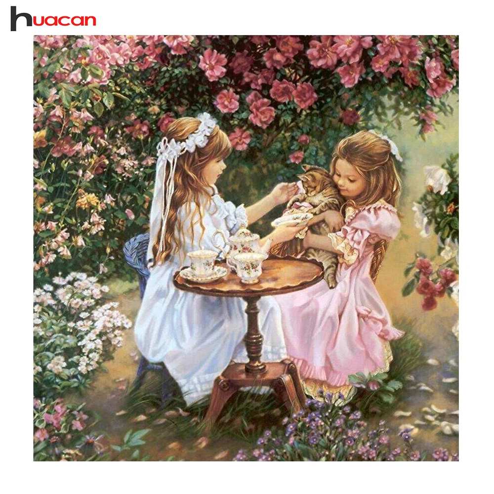 

HUACAN DIY 5D Portrait Diamond Painting Needlework Gift Full Square Diamond Embroidery Mosaic Cute Girl Pattern Rhinestone F1689