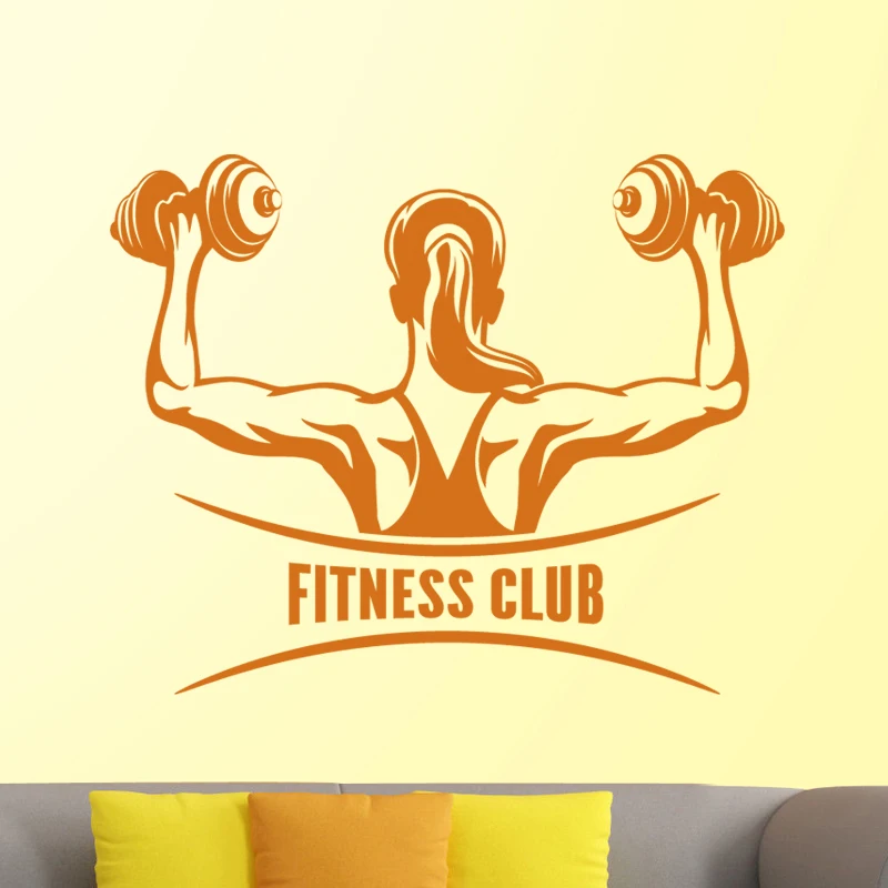 Женская наклейка в виде гантели для тренажерного зала постеры бодибилдинга