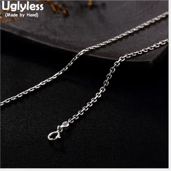 

Uglyless Real 925 Sterling Silver 2MM Thin Chains Necklaces without pendant Men Fine Jewelry Women Bijoux Unisex Collier 5 Sizes