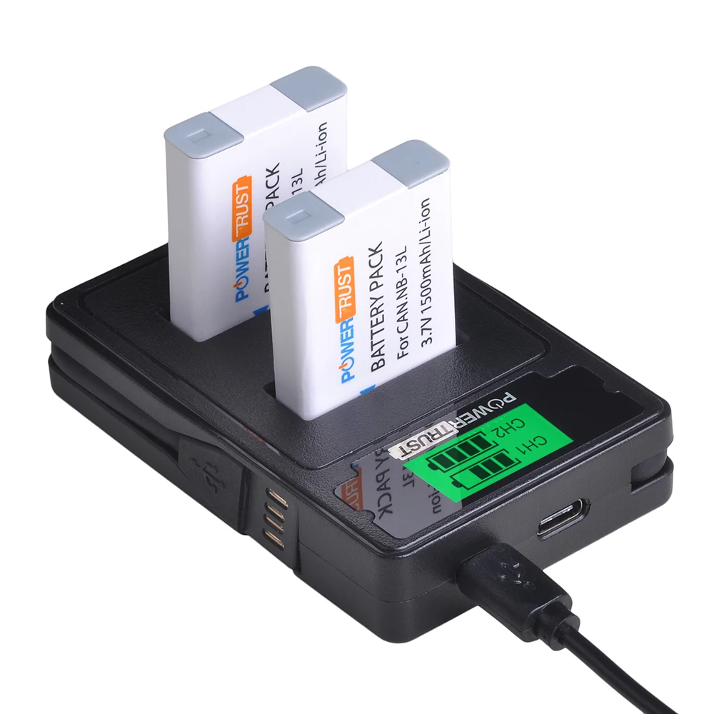 NB-13L lcd USB двойное зарядное устройство с usb-кабелем и портом type C для Canon PowerShot G5 X, G1G7 X, G7 X Mark II, G9 X, SX720 HS