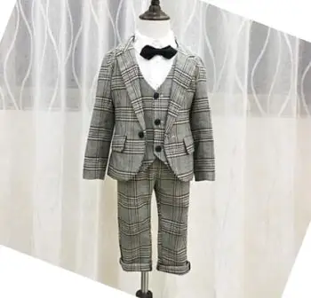 

Formal plaid Children Suit Boys Suits Kids Blazer Boys Formal Suit For Wedding Boys Clothes Jackets Blazer+Pants+vest 3-8Y