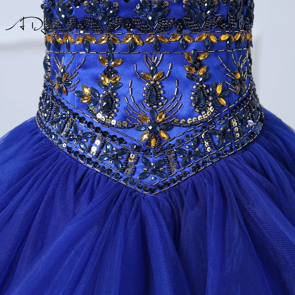 ADLN милый корсет Королевское голубое праздничное платье роскошное бальное платье стразы Дебютант платье на заказ сладкий 15 платье