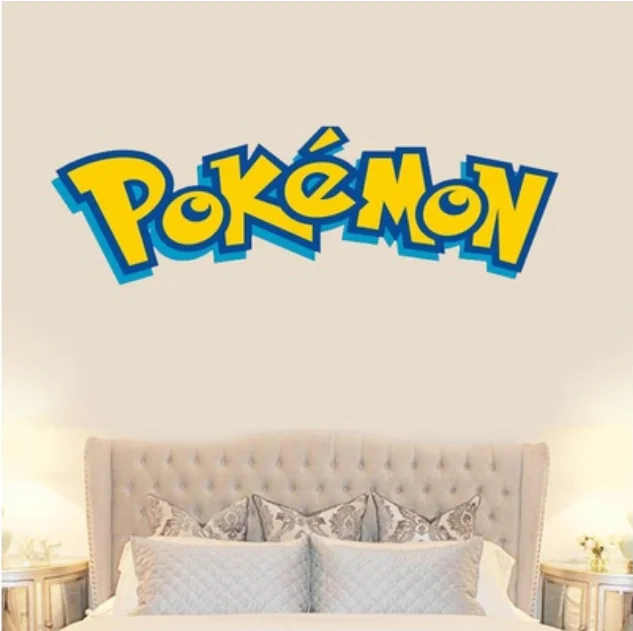 Наклейка на стену с логотипом Pokemon, наклейка на стену с надписью, Виниловая наклейка, сделай сам, цитата, декор для детской комнаты, съемная