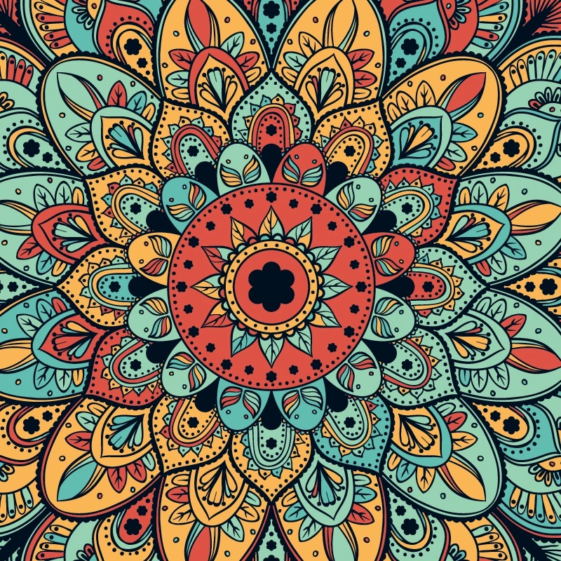 Vintage Mandala Canvas Painting Detail Picture