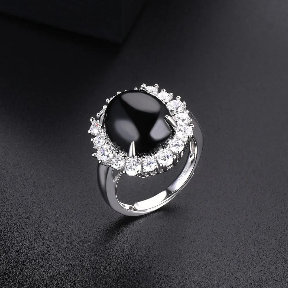 Hutang 6.64ct Винтажное кольцо с черным агатом 925 Серебряное кольцо с натуральным драгоценным камнем Ювелирное Украшение классический дизайн для женщин девушек лучший подарок