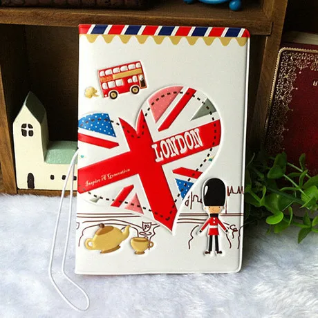 

Hot PU&PVC Passport Holder Cover ID Credit Card Cover Bags Folder for Travel -White London pattern