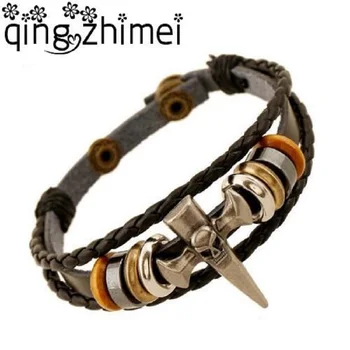 

15 Types Multi-layer Leather Bracelets Punk Rock Skull Cross Men Bracelet Charm Bangles Jewelry Woven Bracelet For Lover Couples