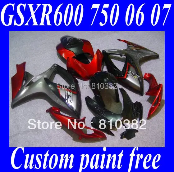 

Injection Mold Fairing kit for GSXR600 750 06 07 GSXR600 GSXR750 GSX-R600 750 K6 2006 2007 popular black red Fairings set SB26