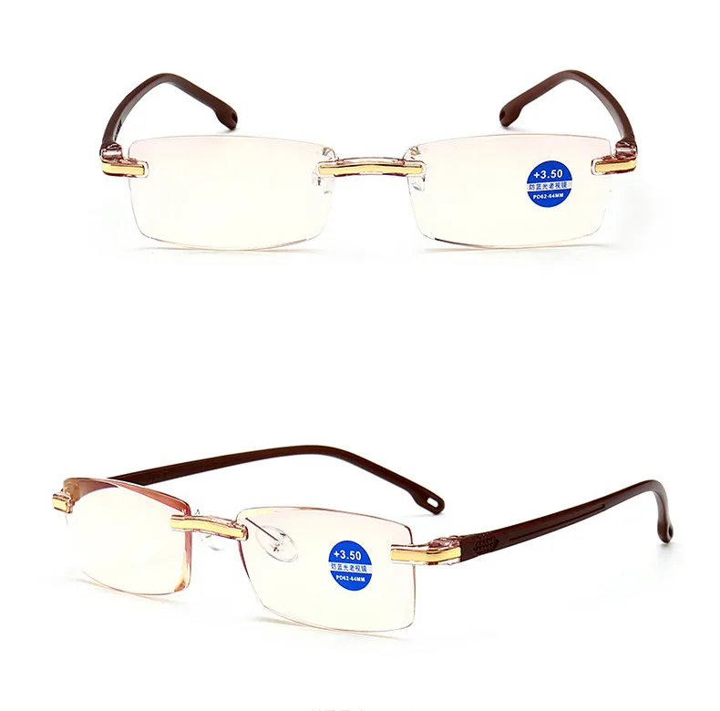 Rimless Reading Glasses Unisex Blue Light Blocking Frameless Presbyopia