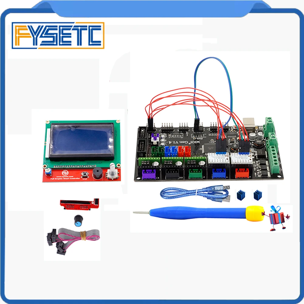 

1PC Gen V1.4 3D Printer 4 Layers PCB Controller Board + 2PCS TMC2130 V1.1 SPI Silent Driver+ 12864 Graphic LCD Set