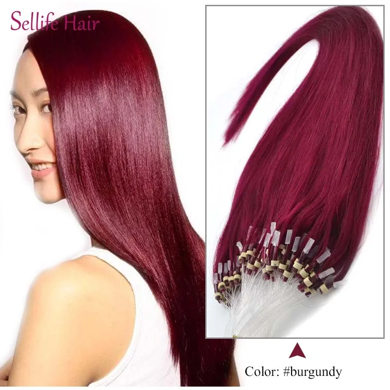 Fashion Burgundy Color Mirco Ring Hair Extensions 16inch 40cm 40g 100