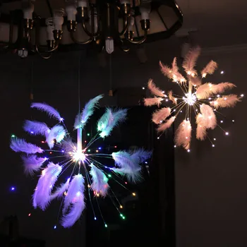

Feather Wing Light Led Copper Wire String Vibrating Artifact Fireworks Light Pendant Lamp Bedroom Holiday Christmas Decoration
